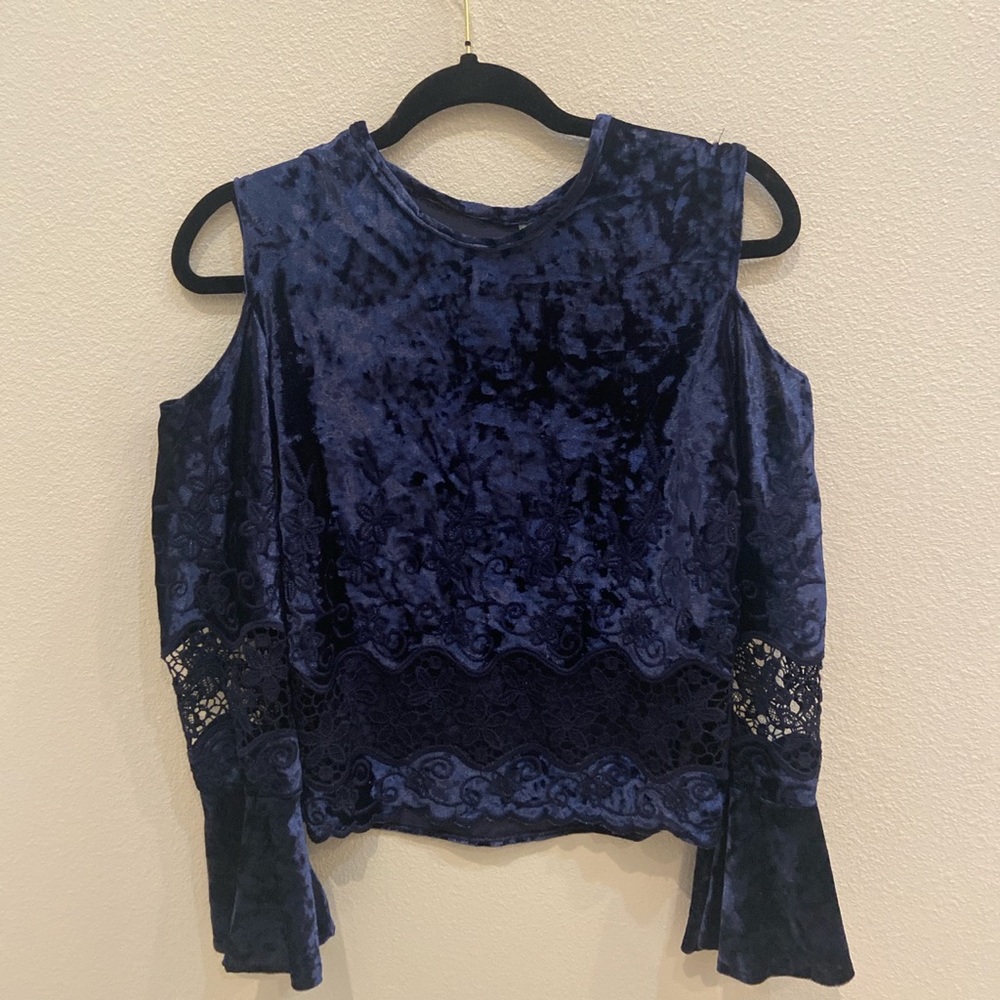 Ericka Dark Blue Velvet Blouse